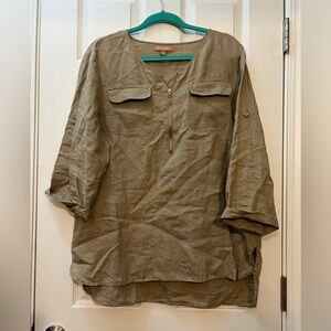 🦋 Ellen Tracy Khaki Tunic with Zipper size large